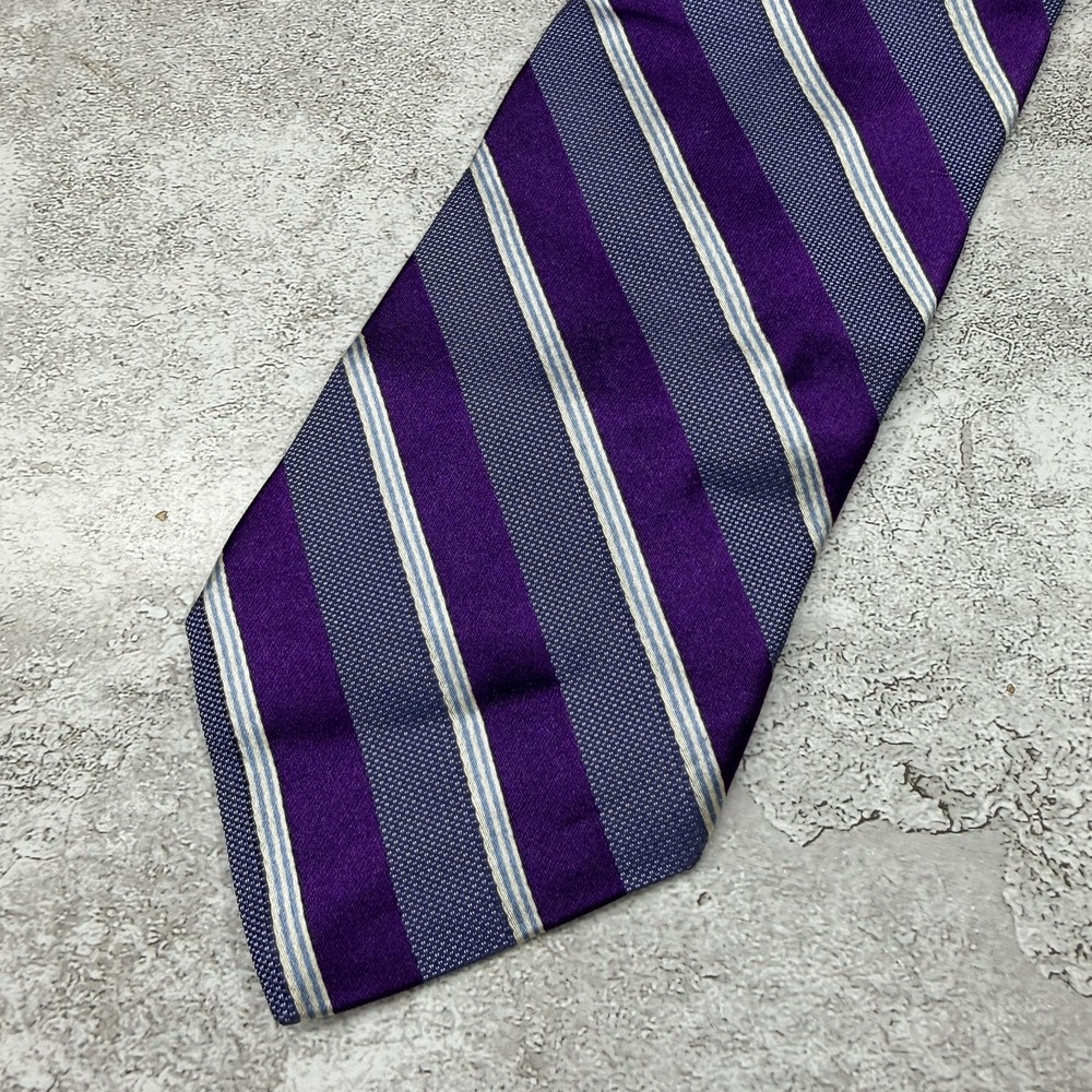 Brooks Brothers Silk Tie Mens One Size Purple Striped Made In USA Necktie